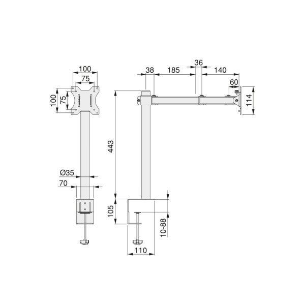 Emuca Supports pour écrans pour table inclinables et pivotants à 360°, doubles, en Acier, Peint en noir – Image 9