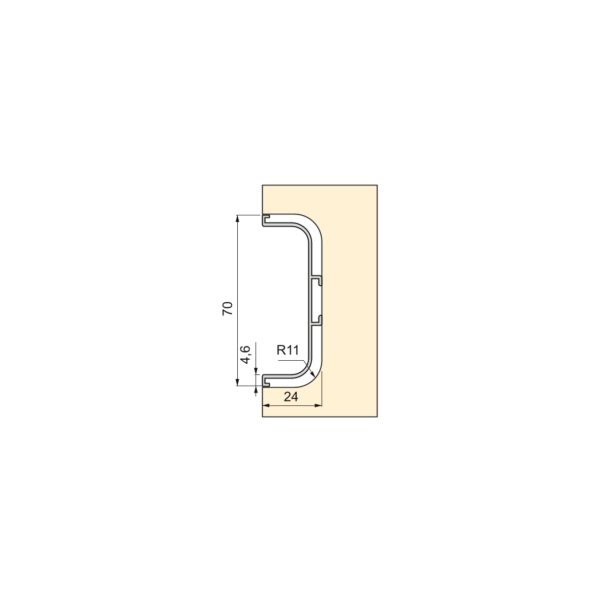 Emuca Kit de 2 profils centraux Gola pour meubles de cuisine, longueur 2,35m, avec accessoires, Aluminium, Anodisé mat – Image 5
