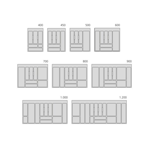 Emuca Range-couverts Optima pour tiroir universel, module 450mm, Plastique, Gris – Image 8
