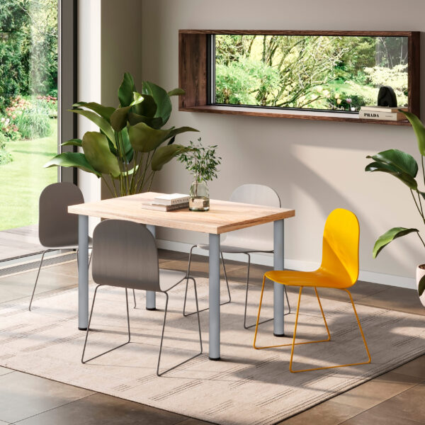 Emuca Lot de 4 pieds de table, diamètre 60mm, H 830mm, Acier, Peint en aluminium – Image 5