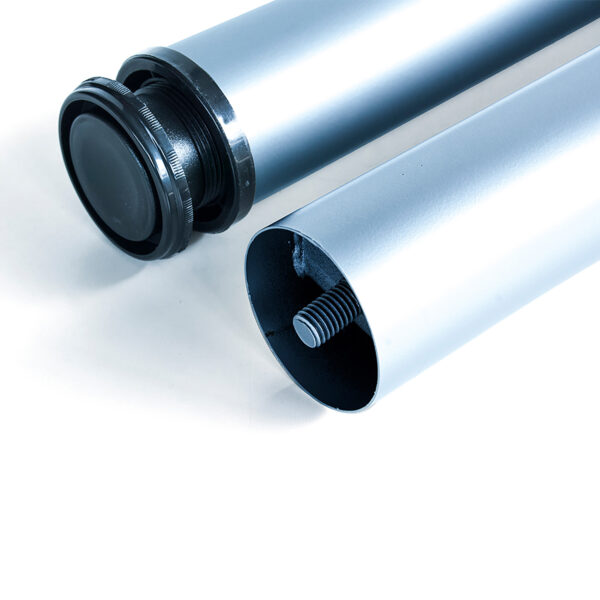 Emuca Lot de 4 pieds de table, diamètre 60mm, H 830mm, Acier, Peint en aluminium – Image 2