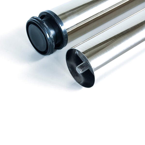 Emuca Lot de 4 pieds de table, diamètre 60mm, H 830mm, Acier, Nickel satiné – Image 2