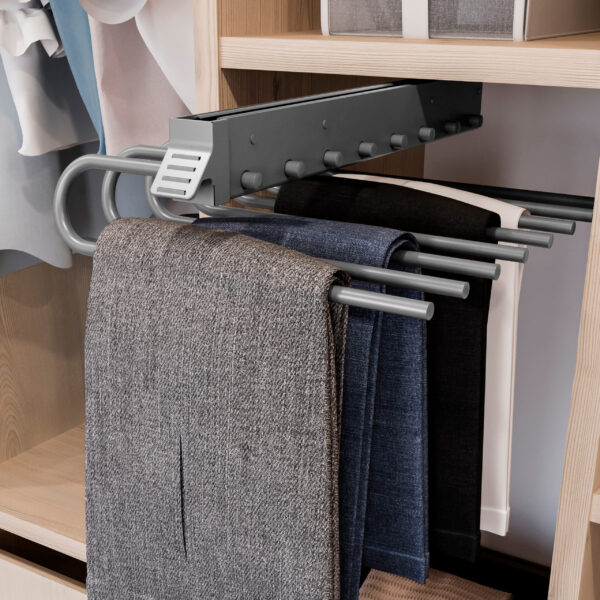 Emuca Porte-pantalons extractible, Gauche, Peint en aluminium, Acier et Plastique. – Image 3