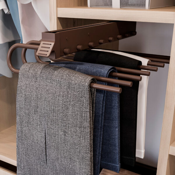 Emuca Porte-pantalons extractible, Gauche, Peint en moka, Acier et Plastique. – Image 2