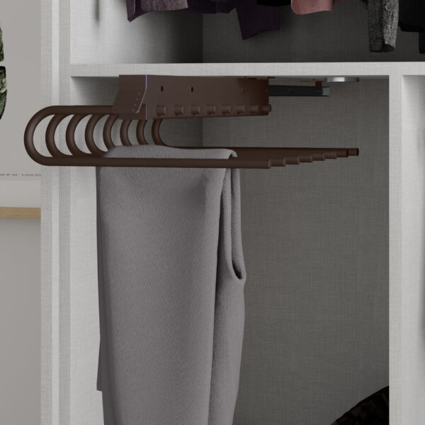 Emuca Porte-pantalons extractible, Gauche, Peint en moka, Acier et Plastique. – Image 5