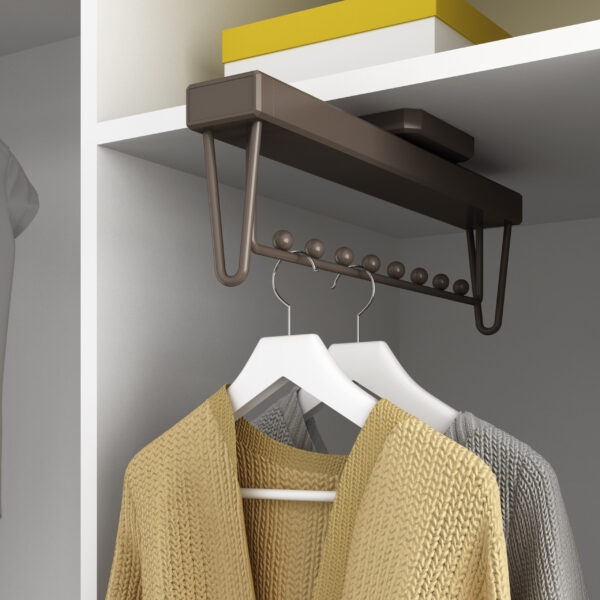 Emuca Porte-vêtements extractible Moka pour armoire, Plastique et Aluminium, Peint en moka – Image 5
