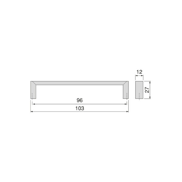 Emuca Lot de 25 poignées pour meubles Aldaia, L103mm, entraxe 96mm, Zamak, Nickel satiné – Image 4