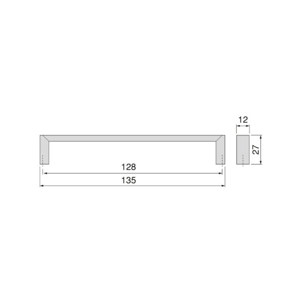 Emuca Lot de 25 poignées pour meubles Aldaia, L135mm, entraxe 128mm, Zamak, Nickel satiné – Image 4