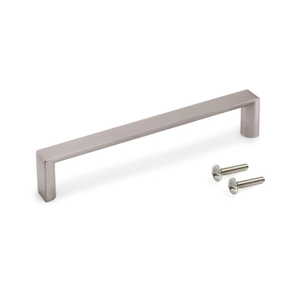 Emuca Lot de 25 poignées pour meubles Aldaia, L135mm, entraxe 128mm, Zamak, Nickel satiné – Image 2