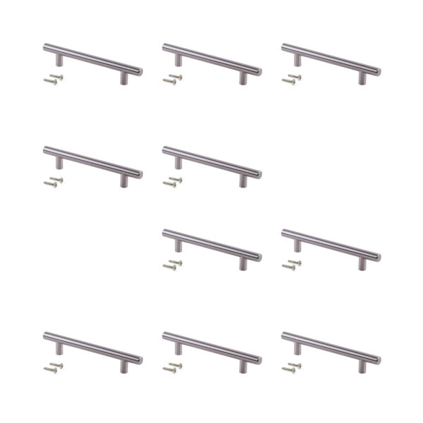 Emuca Lot de 10 poignées pour meubles Orlando, L528mm, entraxe 448mm, Acier, Nickel satiné