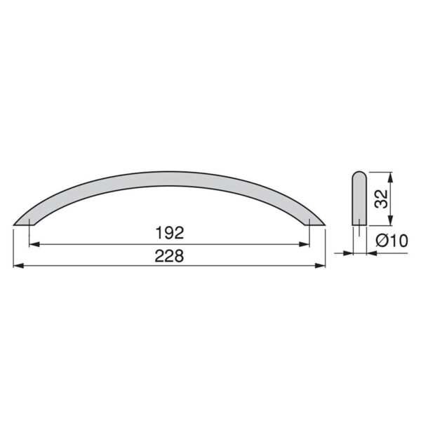 Emuca Lot de 20 poignées pour meubles Utiel, L228mm, entraxe 192mm, Acier, Nickel satiné – Image 3