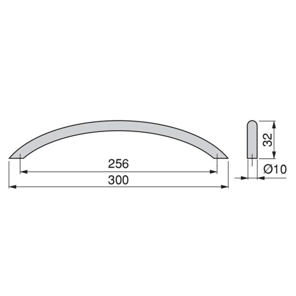 Emuca Lot de 20 poignées pour meubles Utiel, L300mm, entraxe 256mm, Acier, Nickel satiné – Image 3