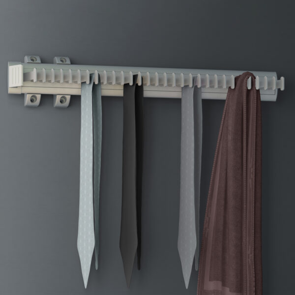 Emuca Porte cravates latéral extractible, Anodisé mat, Plastique et Aluminium. – Image 3