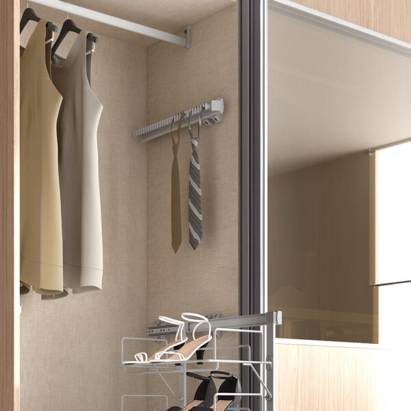 Emuca Porte cravates latéral extractible, Anodisé mat, Plastique et Aluminium. – Image 4