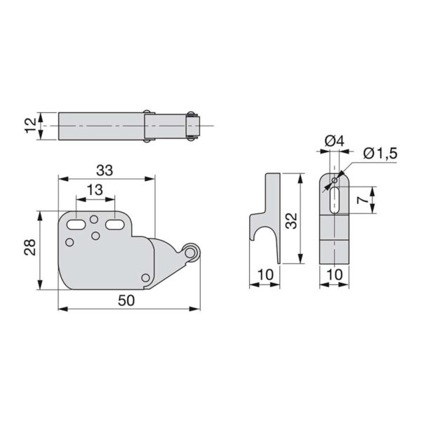 Emuca Lot de 10 serrures à bascule pour meubles Fast Latch, acier et plastique, blanc – Image 4