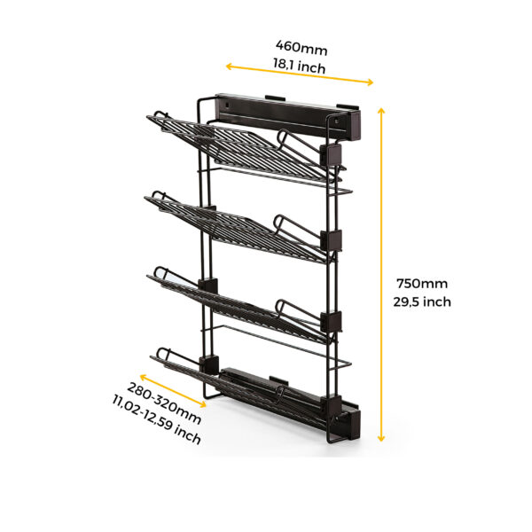 Emuca Rangement de chaussures latéral extractible Moka, Droite, Acier, Peint en moka – Image 8