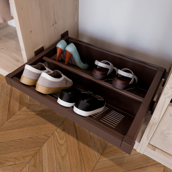 Emuca Range-chaussures extractible Moka, 864 - 894, Peint en moka, Acier. – Image 2