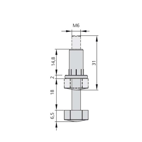 Emuca Lot de 20 vérins de réglage pour meubles, base hexagonale, M6, réglage 18mm, Acier et Plastique – Image 4
