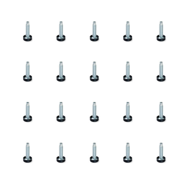 Emuca Lot de 20 pieds de nivellement pour meubles, réglage interne, M10, diamètre 23mm, hauteur 46mm, Acier et Plastique