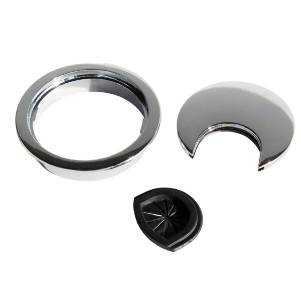 Emuca Lot de 7 passe-câbles circulaires, diamètre 80mm, à encastrer Zamak, Chromé, – Image 3