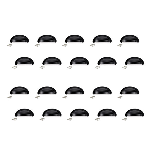 Emuca Lot de 20 poignées pour meubles Alberic, L77mm, entraxe 64mm, Zamak, Noir