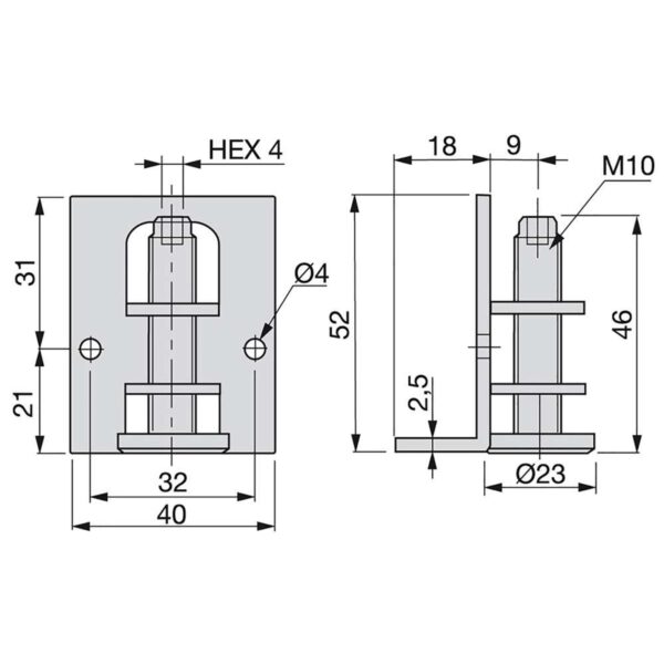 Emuca Lot de 10 niveleurs circulaires M10 avec capuchon et support de meuble, diamètre 23mm, Acier et Plastique, Zingué – Image 3