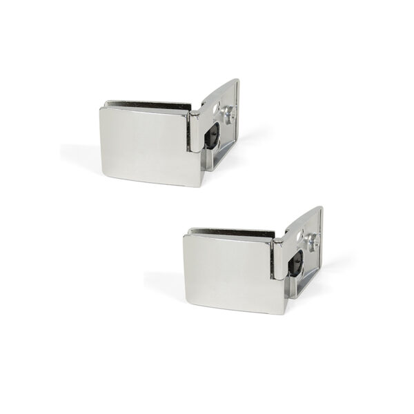 Emuca Jeu de charnières pour portes en verre, centrales, épaisseur 4-5mm, Zamak, Chromé brillant