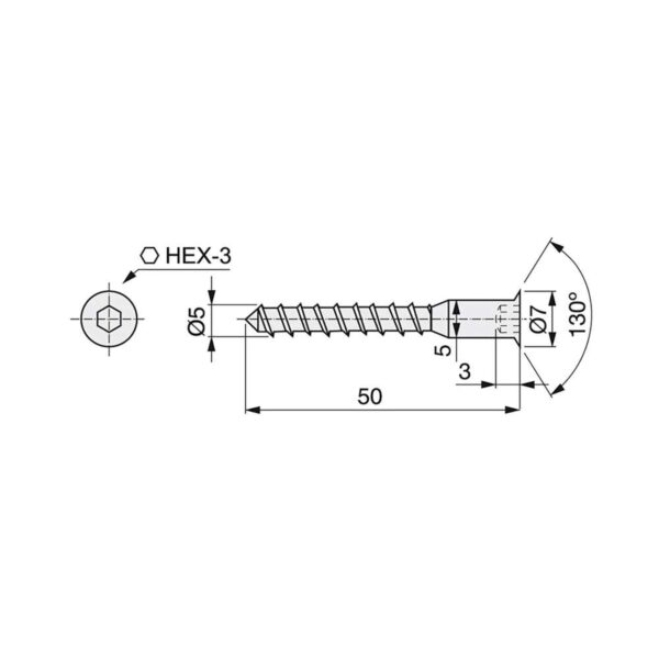 Emuca Lot de 500 vis autotaraudeuses à tête plate, diamètre 5mm, 50mm, acier zingué – Image 3