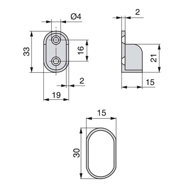 Emuca Lot de 2 rails ovales pour armoires 30x15mm longueur 0.95m avec supports, Acier et Zamak, Chromé – Image 4