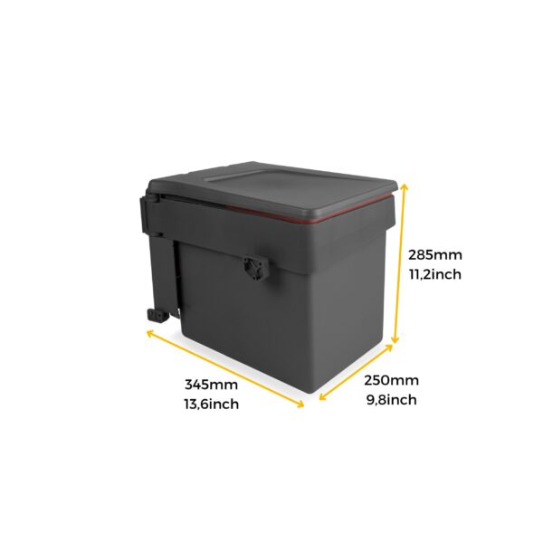 Emuca Bac de tri sélectif pour montage sur porte de meuble Recycle, 1 bac extractible de 15 litres, Plastique gris anthracite – Image 5
