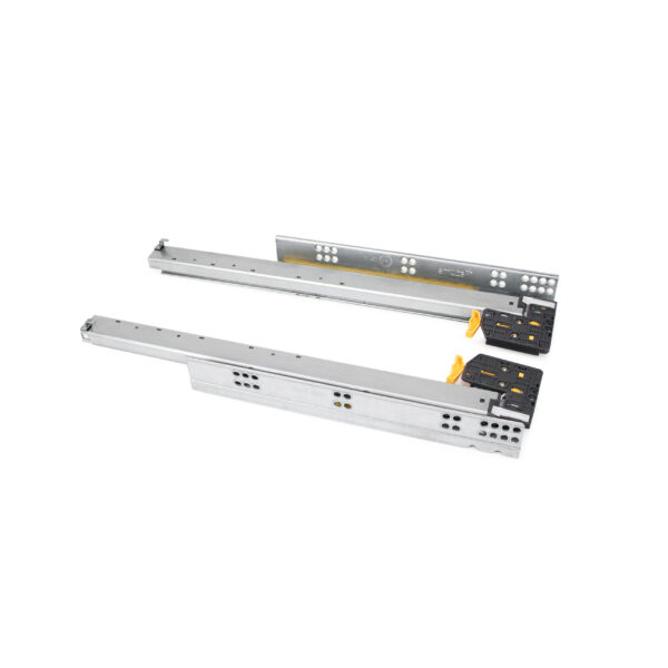 Emuca Lot de 10 jeux de coulisses de tiroir invisible Silver, à sortie totale, avec fermeture amortie et loqueteau, profondeur 440mm, Acier, Zingué – Image 6