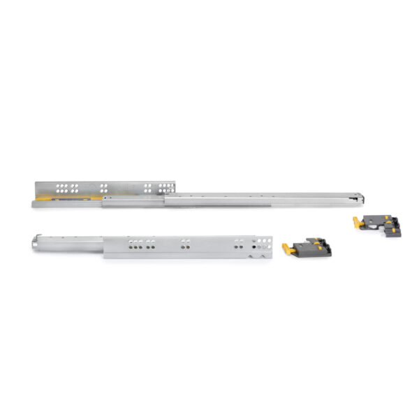 Emuca Lot de 10 jeux de coulisses de tiroir invisible Silver, à sortie totale, avec fermeture amortie et loqueteau, profondeur 490mm, Acier, Zingué – Image 5