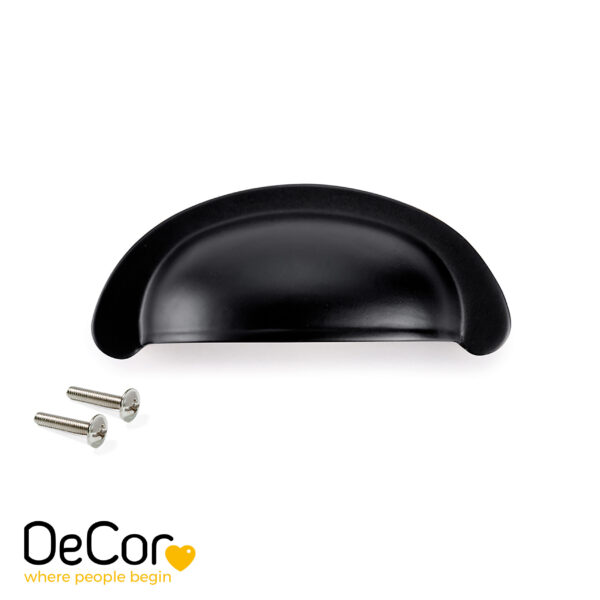 Emuca Poignée pour meubles Alberic, L77mm, 64mm broche, Zamak, Peint en noir