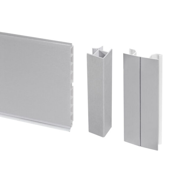 Emuca Lot de 2 plinthes de cuisine Plasline avec raccords, hauteur 100mm, 2 profils longueur 2.35m, Plastique, Satin Anodisé – Image 2
