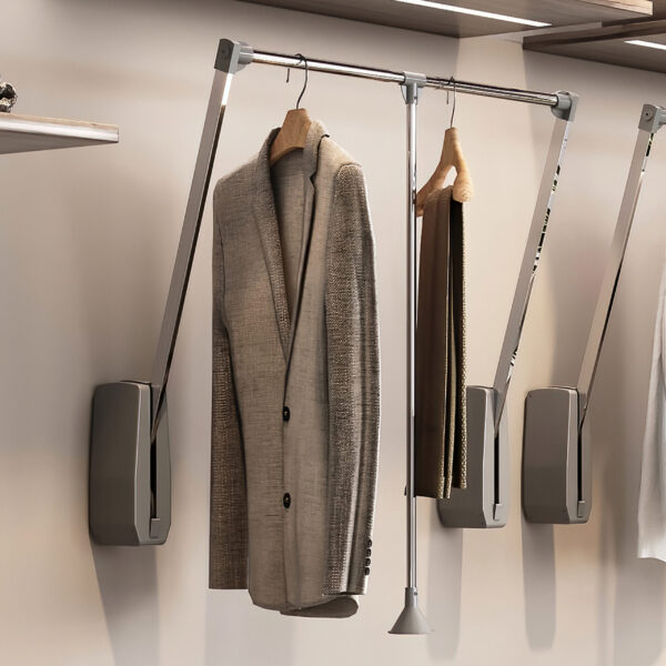 Emuca Penderie rabattable pour armoire Hang mural, 600-830, Chromé, Acier et Plastique – Image 2