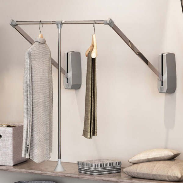 Emuca Penderie rabattable pour armoire Hang mural, 600-830, Chromé, Acier et Plastique – Image 5
