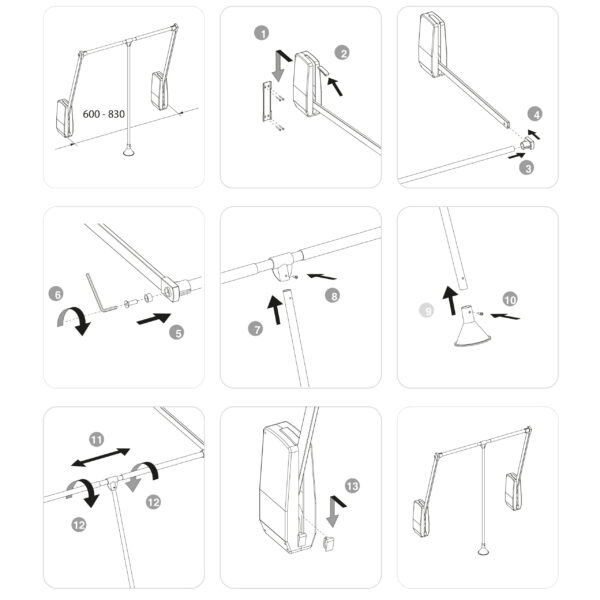 Emuca Penderie rabattable pour armoire Hang mural, 600-830, Chromé, Acier et Plastique – Image 8