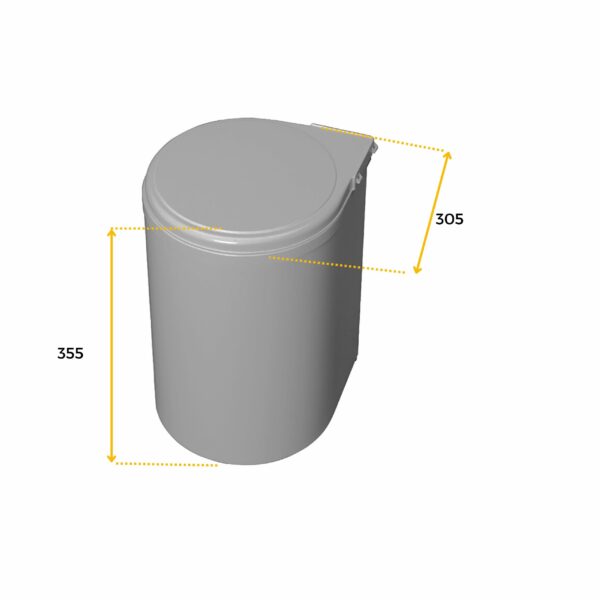 Emuca Bac de recyclage à fixer sur porte de meuble, 1 bac amovible 13 litres Plastique, Gris – Image 4