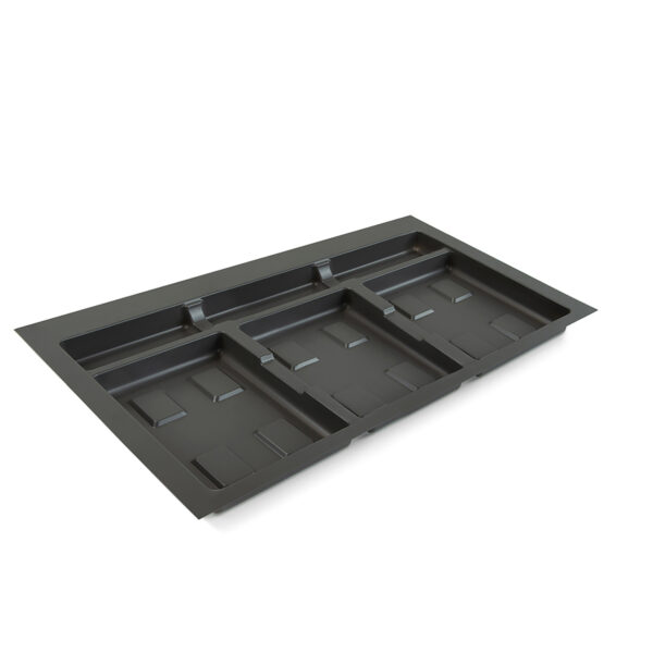Emuca Base pour tiroirs de cuisine Recycle, 3 compartiments, module 800mm, Plastique Gris antracite