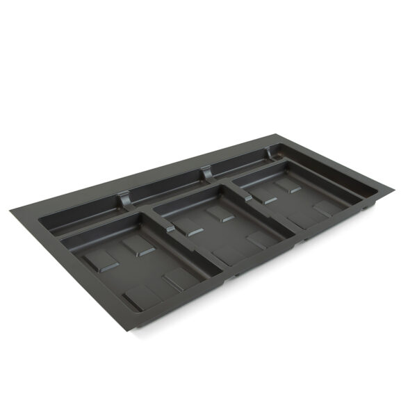 Emuca Base pour tiroirs de cuisine Recycle, 3 compartiments, module 900mm, Plastique Gris antracite