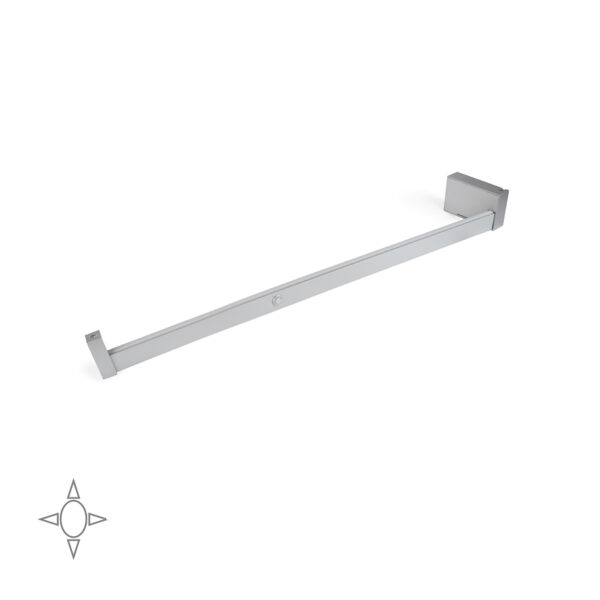 Emuca barre de penderie pour armoire Castor avec lumière LED, batterie amovible et détecteur de mouvement, 558, Anodisé mat.