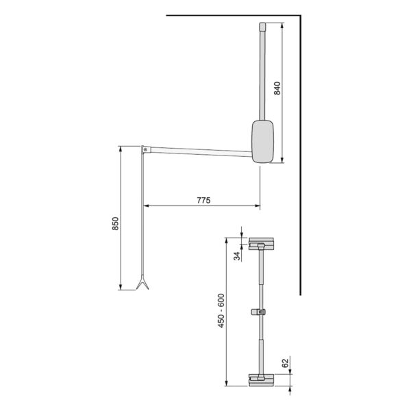 Emuca Penderie rabattable pour armoire Sling, 450 - 600, Chromé, Acier et Plastique. – Image 4