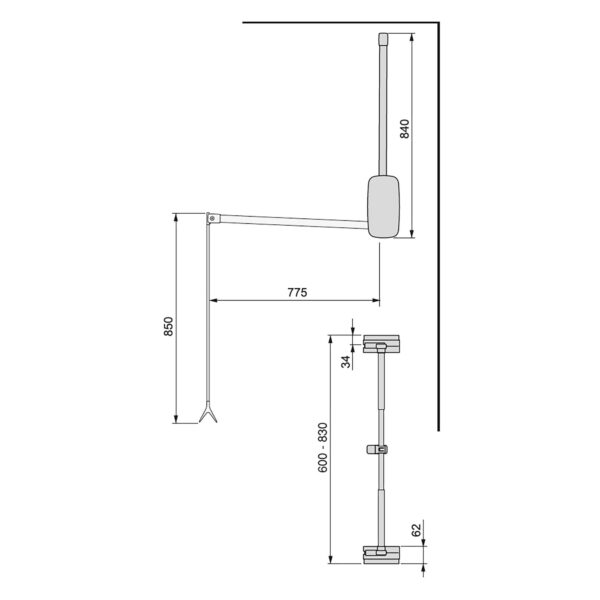 Emuca Penderie rabattable pour armoire Sling, 600 - 830, Titane   , Acier et Plastique. – Image 4