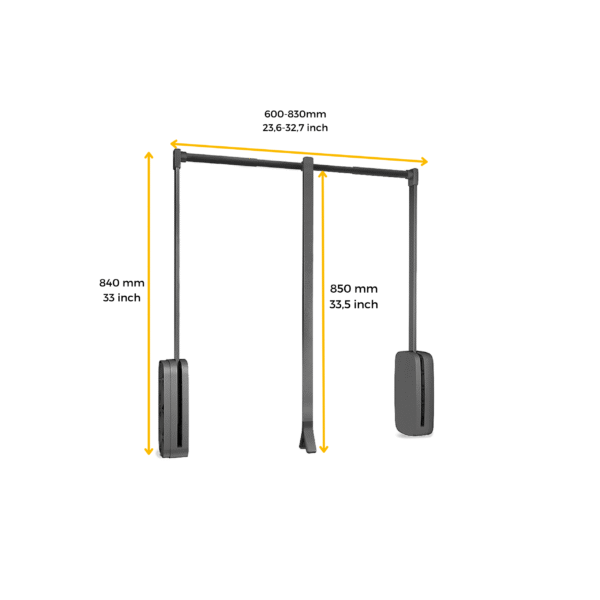 Emuca Penderie rabattable pour armoire Sling, 600 - 830, Titane   , Acier et Plastique. – Image 5
