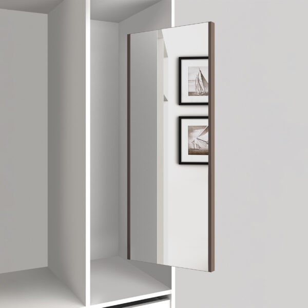 Emuca Miroir extractible pour l'intérieur de l'armoire, Peint en moka, Acier et Plastique et Verre. – Image 2