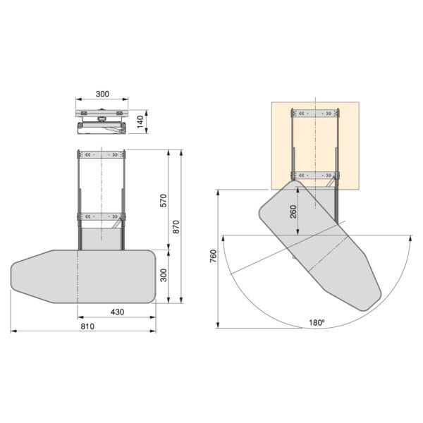 Emuca Table à repasser, pliante et extractible, pivotante, pour le meuble Iron 180, en acier et en bois – Image 8