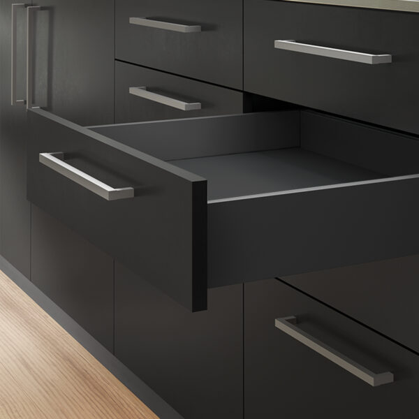 Emuca Kit de tiroirs pour cuisine ou salle de bains Vertex avec réglages 3D, hauteur 93mm, avec panneaux inclus, module 600mm, Gris antracite – Image 2