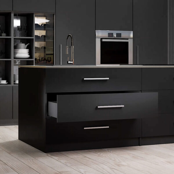 Emuca Kit de tiroirs pour cuisine ou salle de bains Vertex avec réglages 3D, hauteur 178mm, avec panneaux inclus, module 600mm, Gris antracite – Image 5