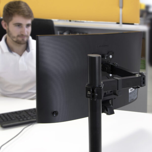 Emuca Supports pour écrans pour table inclinables et pivotants à 360°, simples, en acier, peints en noir – Image 2