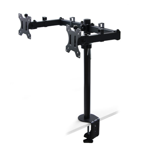 Emuca Supports pour écrans pour table inclinables et pivotants à 360°, doubles, en Acier, Peint en noir